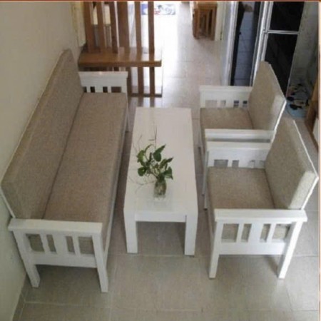 Slatted White : Ghế Sofa Đơn Gỗ Sồi Kèm Nệm